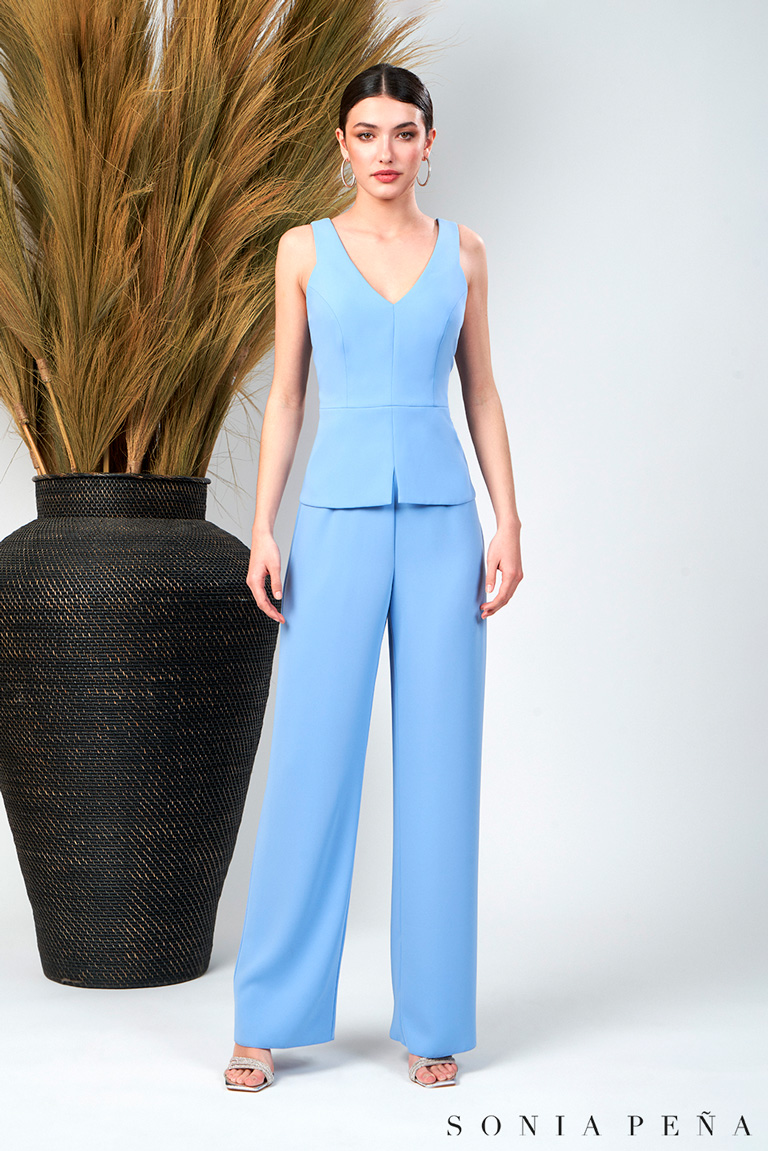 Sonia Pena 1230023  Light blue three pieces jacket and pants suit